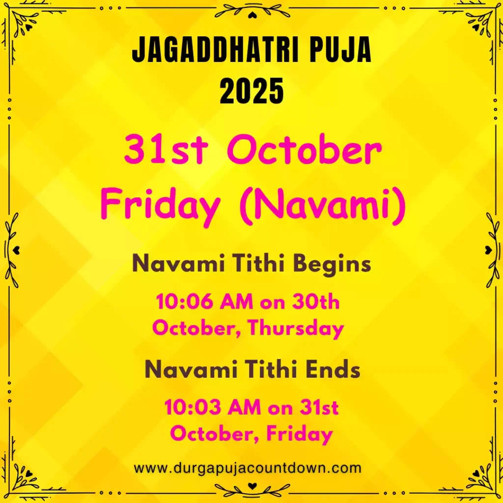 Jagaddhatri Puja Schedule